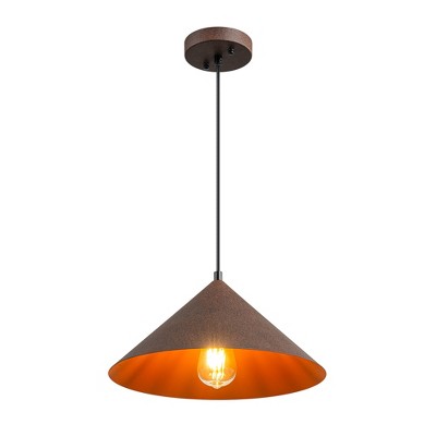 LLHZSY 1-Light  Metal Industrial Cone Ceiling Pendant Light Fixture-W13 4/5" x H6 3/10", Rust