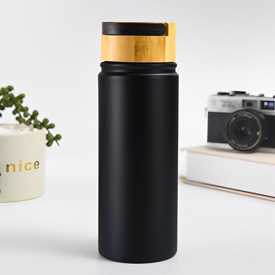 SUGIFT 17oz Stainless Steel Water Bottle with Bamboo Lid Leak-Proof Vacuum Insulated for Hot and Cold Drinks