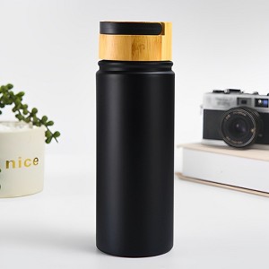 SUGIFT 17oz Stainless Steel Water Bottle with Bamboo Lid Leak-Proof Vacuum Insulated for Hot and Cold Drinks - 1 of 4