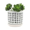 Sagebrook Home 6" Wide 2pc Aztec Planters with Saucer Black: Ceramic Outdoor Herb & 6inch Pot Set - 3 of 4
