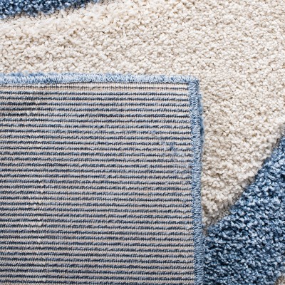 Blue and Ivory 8' x 10' Geometric Shag Area Rug