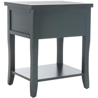 Transitional Blue and Gray Wood Metal Storage End Table