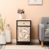LuxenHome Black Metal Frame and Carved Wood 1-Door 1-Drawer End Table with Storage Brown - 2 of 4