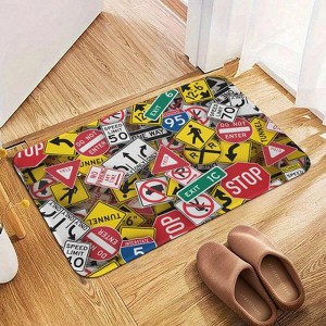 Driving Instructor Fun Road Sign Bathroom Rugs Winter Bath Mat Absorbent Non Slip Bathroom Mat Christmas Soft Floor Carpet 16x20 Inches - 1 of 1