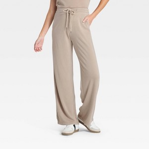Women's High-Rise Fleece Wide Leg Sweatpants - Universal Thread™ - 1 of 3