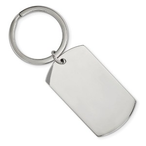 Black Bow Jewelry Stainless Steel Brushed & Polished Reversible Large Dog Tag Key Chain - 1 of 3