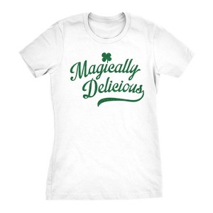 Womens Magically Delicious T Shirt Funny Shamrock Green Tee - Crazy Dog Women's T Shirt - 1 of 4