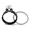 Slickblue Modern Two-Tone Ring with Round CZ Center & Halo Band in Silver and Black, Women’s Sizes 5 to 10 - 3 of 4