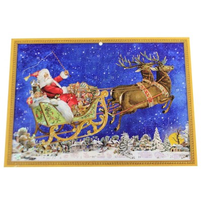 Christmas 8.0" Santa & Reindeer Fly Over Advent Calendar Sleigh German  -  Advent Calendar