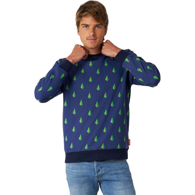 OppoSuits Men's Christmas Sweater - Treedee - Blue, 1 of 4
