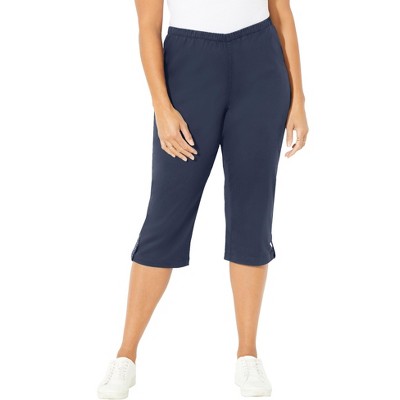 Catherines Women's Plus Size Petite Everyday Capri With Sparkle Hem