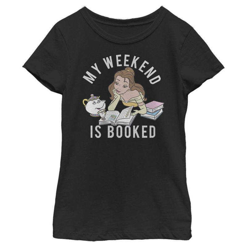 Girl's Beauty and the Beast Belle My Weekend Is Booked T-Shirt, 1 of 4