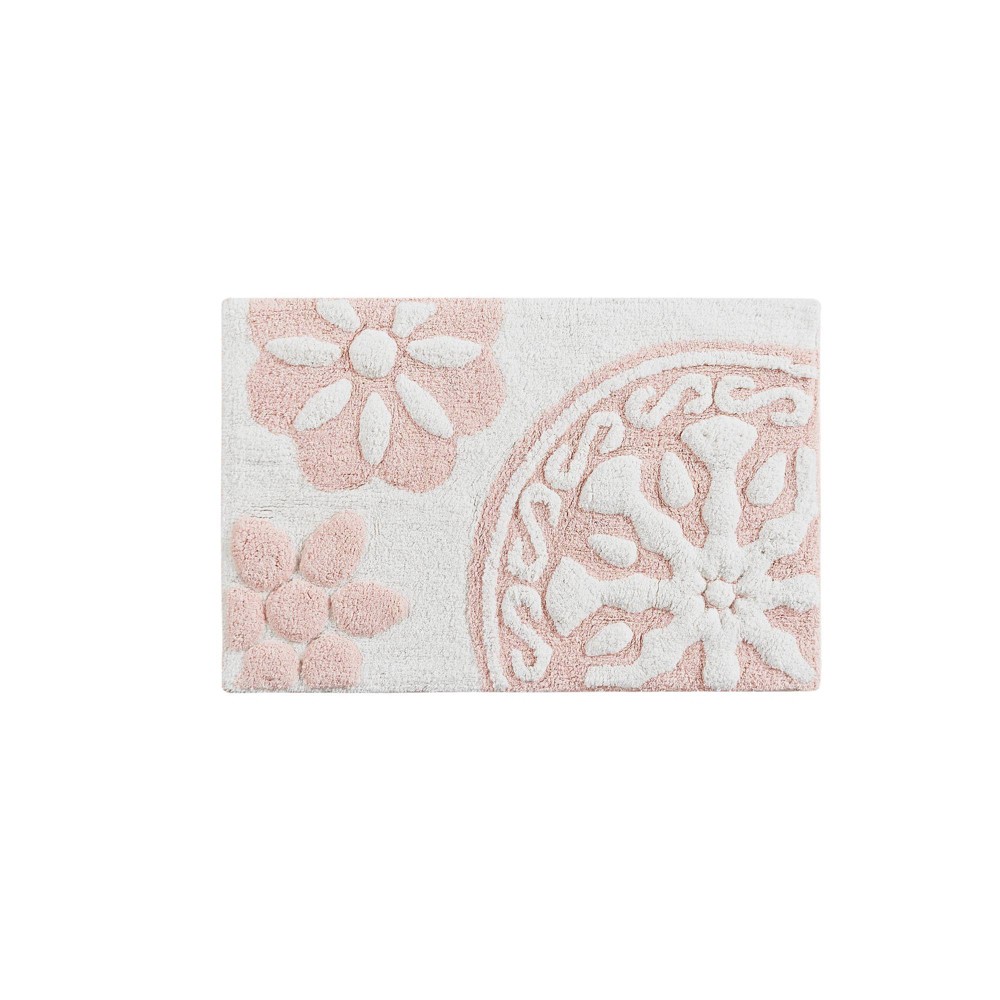 Photos - Bath Mat 20"x30" Tunisia Medallion Cotton Tufted Bath Rug Blush