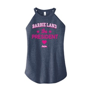 Women's Barbie Barbie Land President Graphic High Neck Tank - Heather Blue - 2 X-Large - 1 of 2