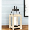 HomeRoots 15" Natural And Black Glass Metal And Wood Tabletop Lantern Candle Holder - 2 of 4
