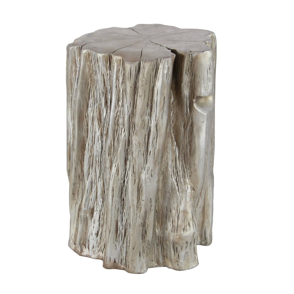 Photos - Pouffe / Bench Eclectic Tree Trunk Inspired Foot Stool Silver - Olivia & May