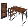 35 inch Folding Desk Writing Computer Desk with Storage Shelf,Spaces Saving Writing Sturdy Table No Assembly,for for Bedroom, Brown - 3 of 4