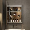 HBEZON LED Medicine Cabinet with Mirrors and Lights, Recess/Wall Mount Bathroom Cabinet, 3 Mode Light, Dimmable, Anti-Fog, Time & Temp, Outlet, Silver - 3 of 4