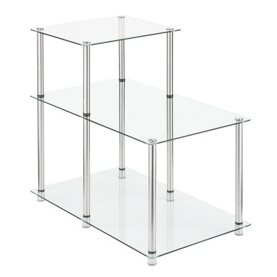 Classic Glass 3 Tier Step End Table Clear Glass - Breighton Home