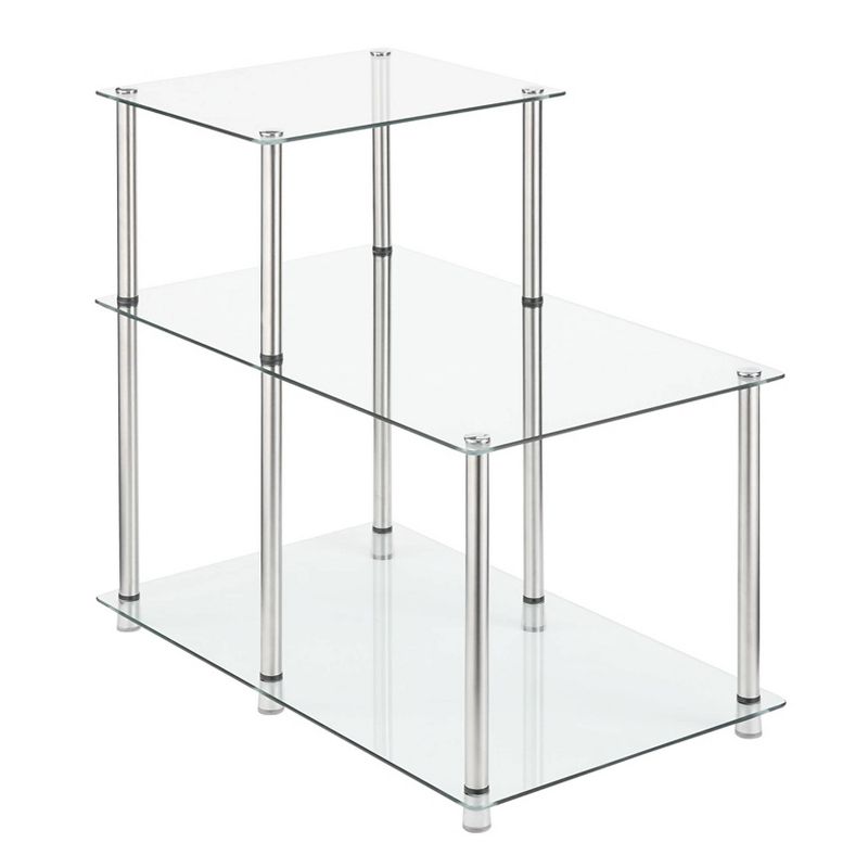 Classic Glass 3 Tier Step End Table Clear Glass - Breighton Home, 1 of 6