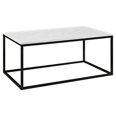 Owen Urban Open Box Frame Coffee Table Faux White Marble - Saracina Home