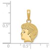 Black Bow Jewelry 14k Yellow Gold Flat Profile Boy Head Pendant, 11mm (7/16 inch) - 4 of 4