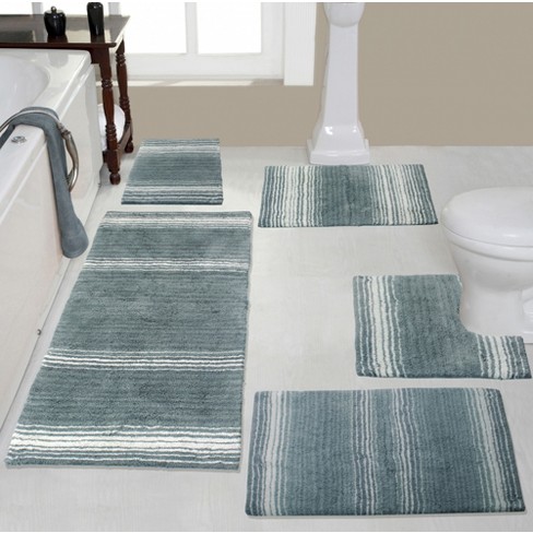 Home Weavers Inc Classy Bathmat Gray Cotton 2-Piece Bath Rug Set, Grey