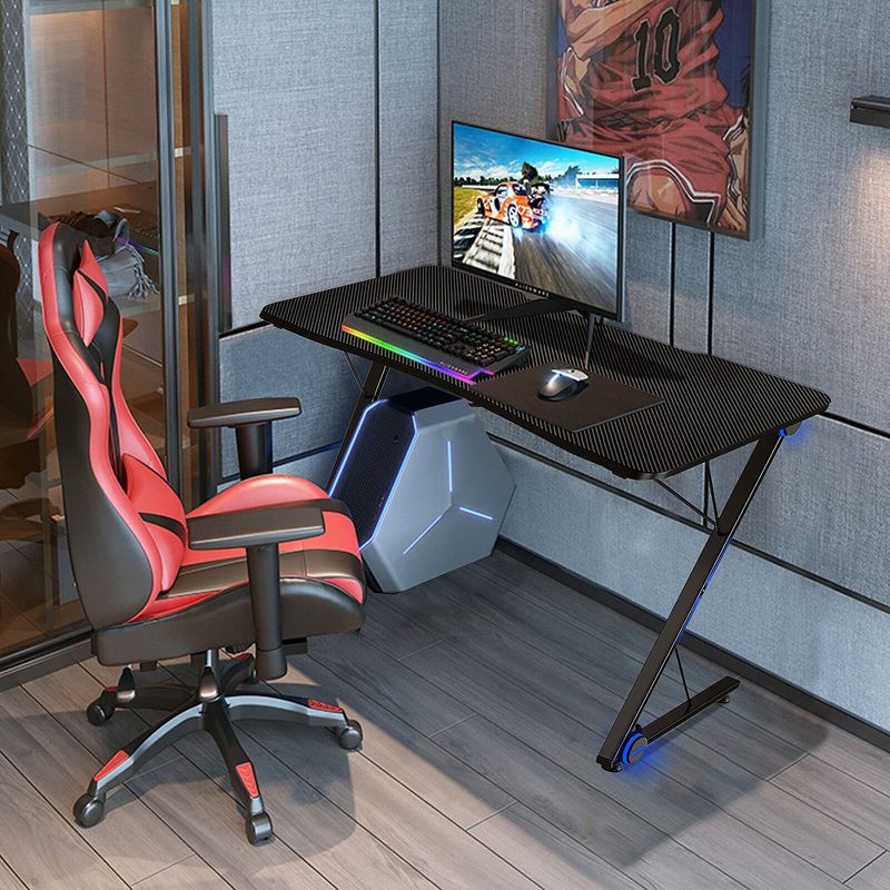 Costway 43.5 inch Gaming Desk Z Shape Office PC Computer Desk Gamer Tables w/ LED Lights, 2 of 11