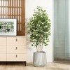 LuxenHome Set of 2 Concrete Round Tapered Planter Large Outdoor Indoor Plant Pot Modern Marble Finish Planter Garden Pot 14.5" & 11.5" Gray - 4 of 4
