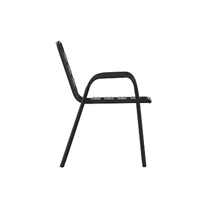 Lila 31'' Black Commercial Metal Indoor-Outdoor Stack Chair
