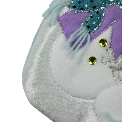 21" Blue and White Baby's First Christmas Snowman Stocking
