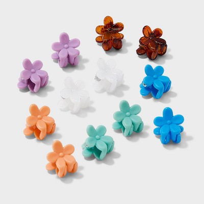 Micro Mini Flower Claw Hair Clip Set 12pc - Wild Fable™ Blue/Purple/Green