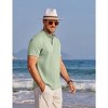 COOFANDY Men's Henley Shirts Band Collar Short Sleeve T-Shirts Casual Summer Beach Shirt Hippie Fashion Hawaiian Shirt Light Green M - 3 of 4