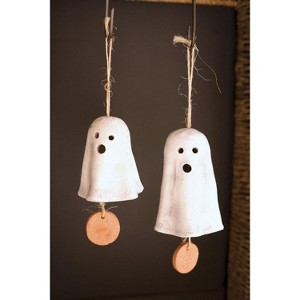 Hanging Ghost Chimes 4.5 Inch – Handmade Clay and Sisal Set of 2 By Kalalou - 1 of 3