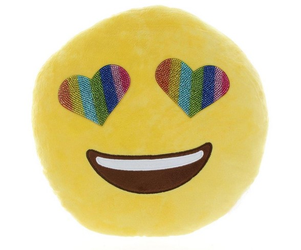Top Trenz Inc Emojicon 14" Round Blingy Rainbow Eyes Pillow