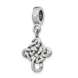 Black Bow Jewelry Sterling Silver Celtic Cross Dangle Bead Charm - 1 of 3