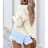 Womens Rib Knit Cardigna Latern Sleeve Open Front Swetaer Cardigan Drop Shoulder Chunky Cardigans Winter Knitwear for Women,Almond - M - 2 of 4