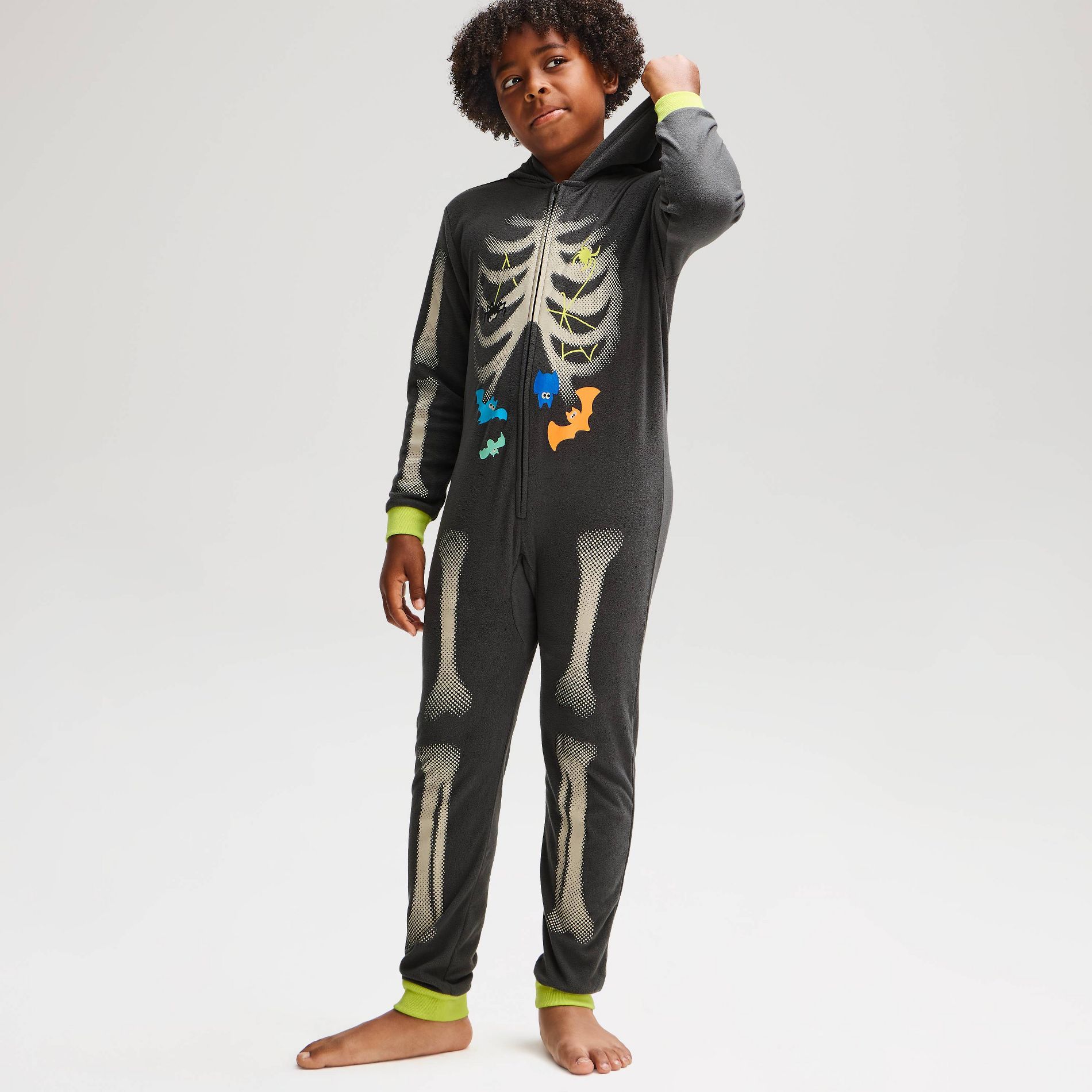 Boys' Halloween Skeleton Union Suit - Cat & Jack™ Black