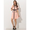Allegra K Women's Vintage Work Contrast Color Short Sleeve Fit and Flare Dress - 3 of 4
