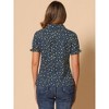 INSPIRE CHIC Women's Peter Pan Frilled Short Sleeve Floral Cotton Top - 4 of 4