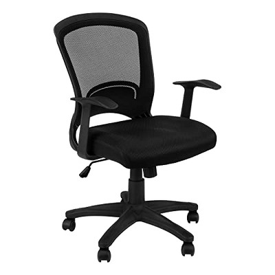 Monarch Specialties Office Chair Adjustable Height Swivel Ergonomic Armrests Computer Desk Work Metal Mesh Black Contemporary Modern