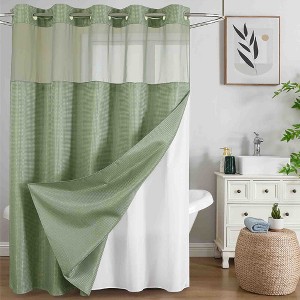 BAGOKIE 72"x75" Waffle Weave Hookless Shower Curtain - 1 of 4