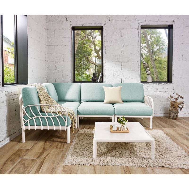 Laurel Outdoor Club Chair with Cushion - White/Seafoam - Lagoon, 6 of 7