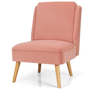 Costway Velvet Accent Chair Single Sofa Chair Leisure Chair with Wood Frame - 1 of 4