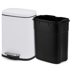 Trash Can, 5L/1.3 Gallon Bathroom Trash Can Stainless Steel with Foot Pedal & Quiet-Close Lid - 1 of 4