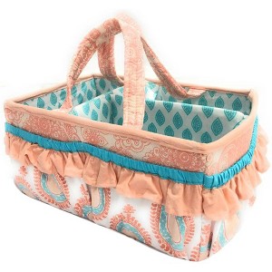 Bacati - Paisley Aqua/Coral Storage Caddy - 1 of 4