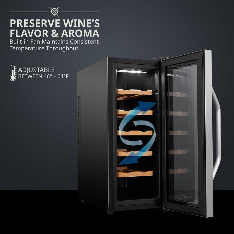 Ivation 12 Bottle Thermoelectric Wine Cooler Fridge Mini Refrigerator, 4 of 6