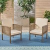5 PCS Patio Dining Set with Round Dining Table, 1 Table and 4 Chairs, Chairs with Acacia Wood Frame and Polyester Cushion-Coolbibila - 2 of 4
