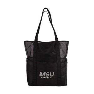 NCAA Michigan State Spartans Black Mesh Tote: Polyester Sports Pattern Shoulder Bag - 1 of 1