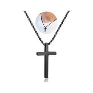 Turandoss Black Cross Necklace for Men Boys, Stainless Steel Cross Pendant Necklaces, Birthday Gifts for Men, Father, Boyfriend, Boys Fashion Stuff - 1 of 4